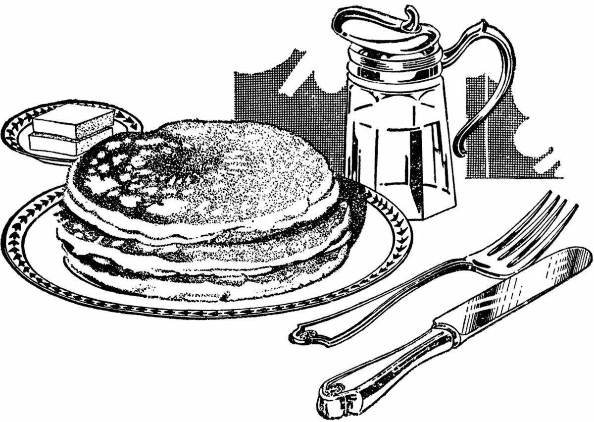 Coloring book fragrant pancakes for Shrove Tuesday