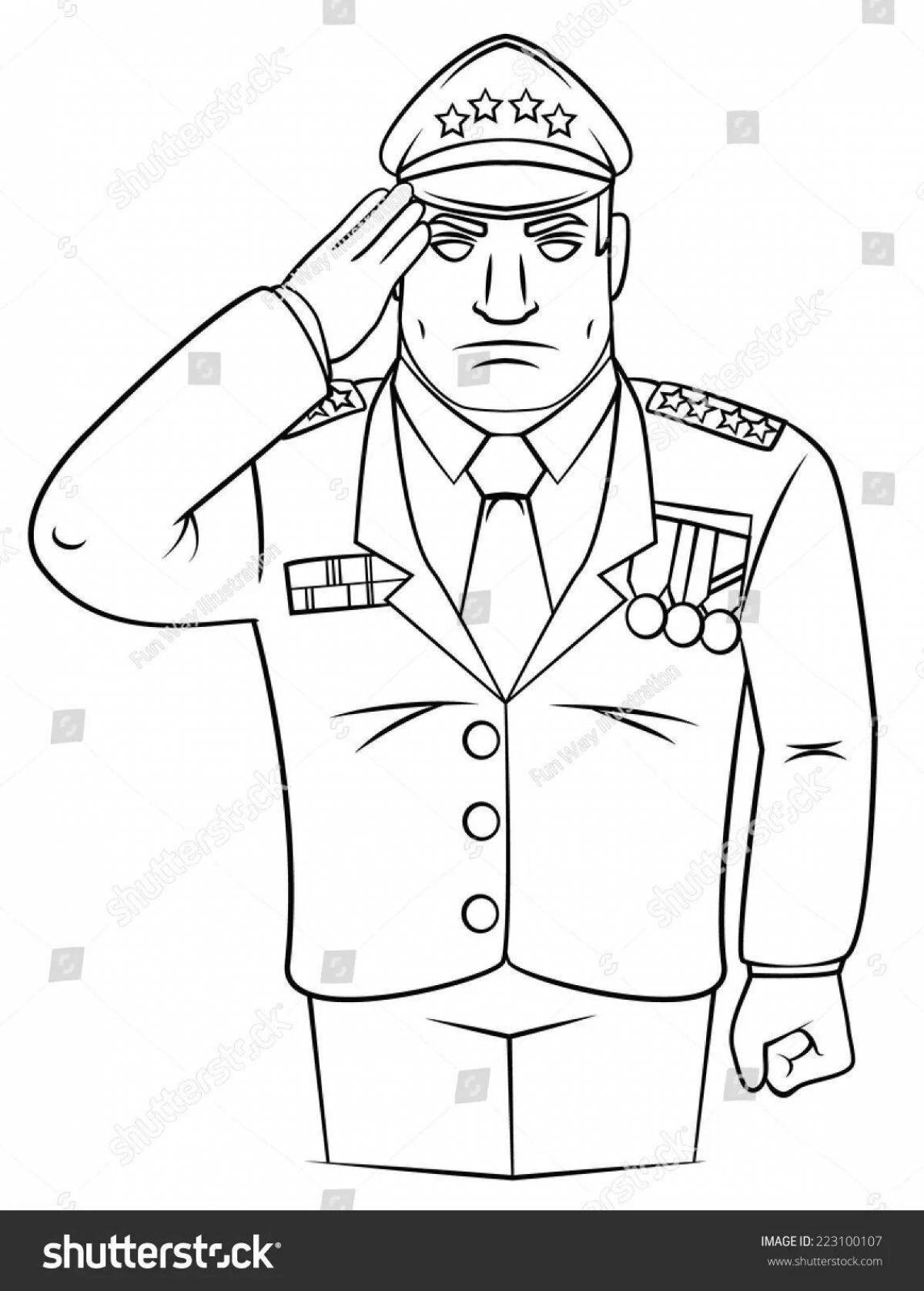Awesome military portrait coloring page