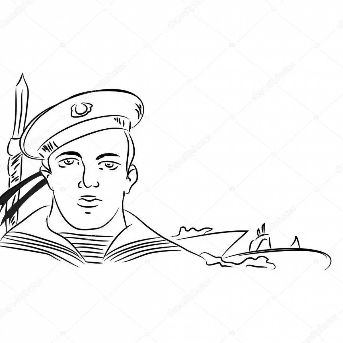Coloring page graceful military portrait