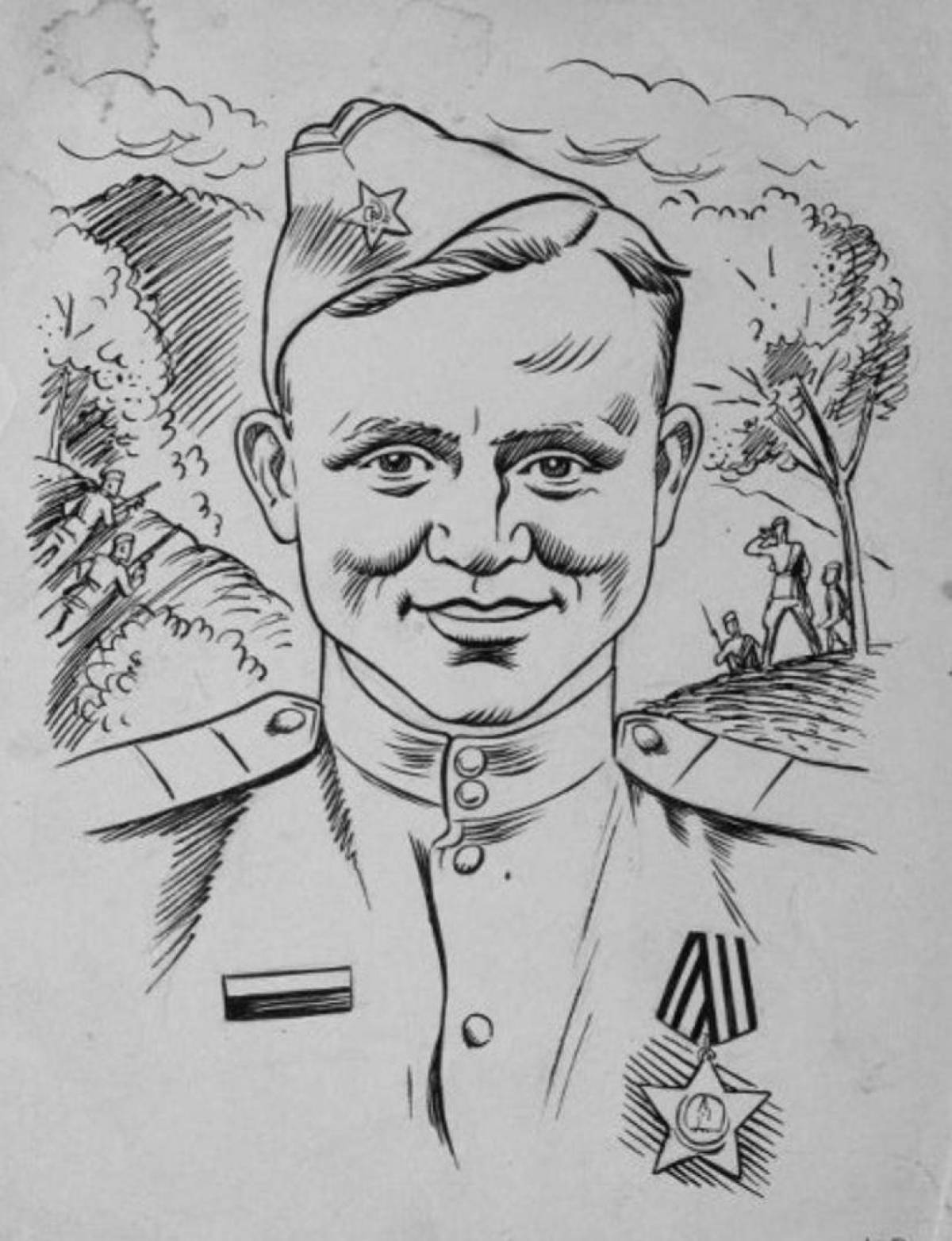 Glorious military portrait coloring page