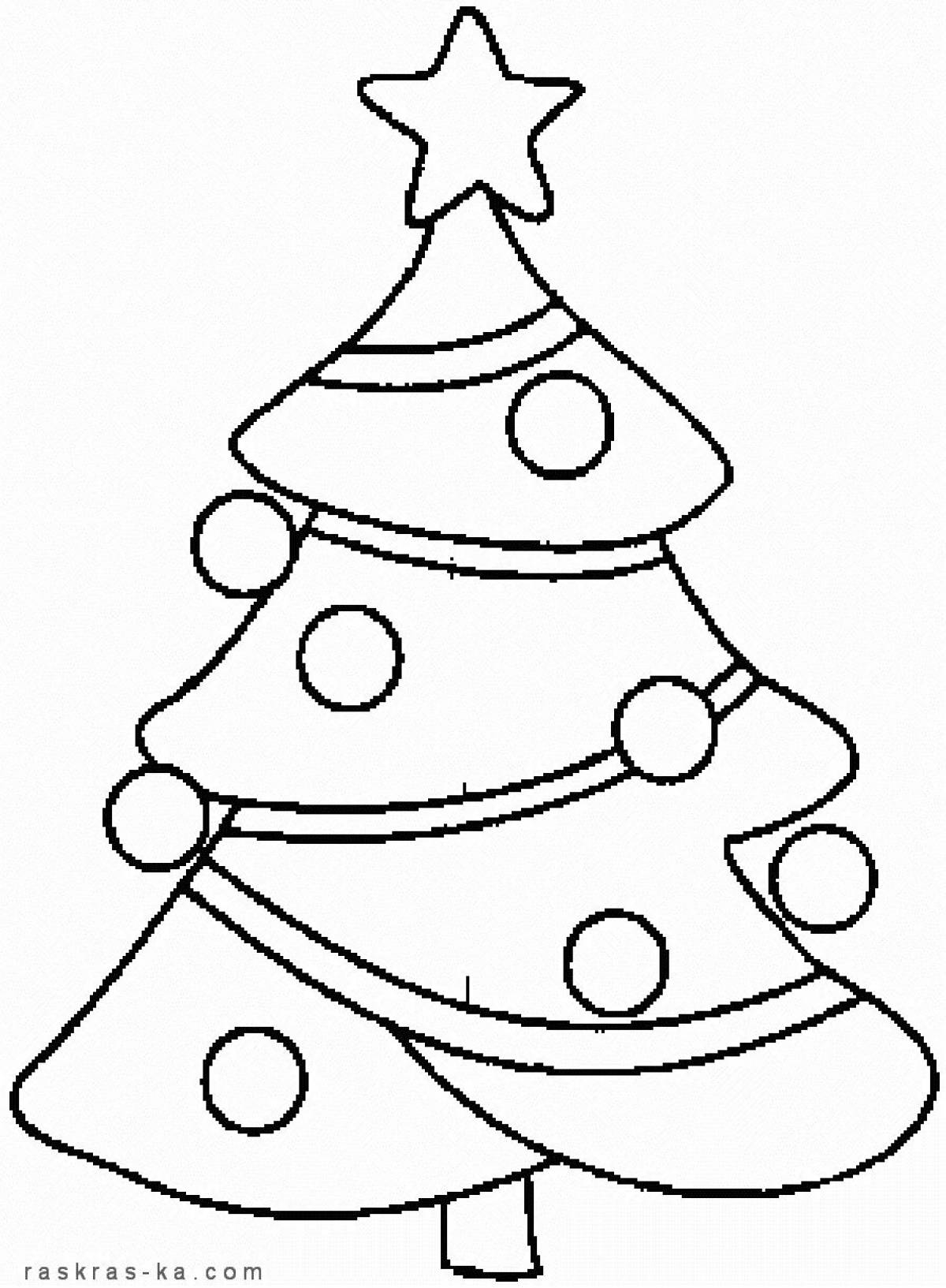 Раскраска очаровательная новогодняя елка для детей 3-4 лет