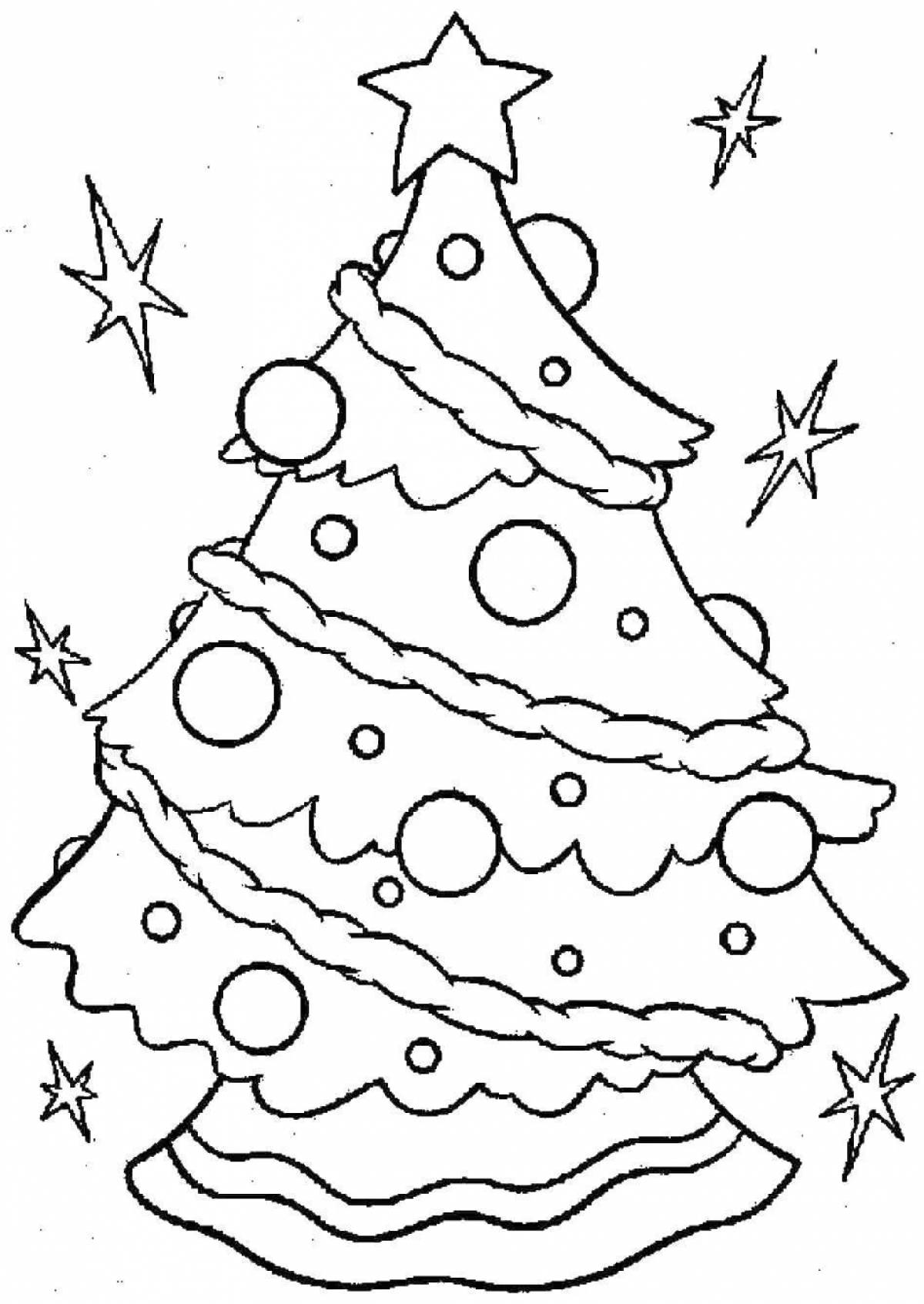 Очаровательная новогодняя елка-раскраска для детей 3-4 лет