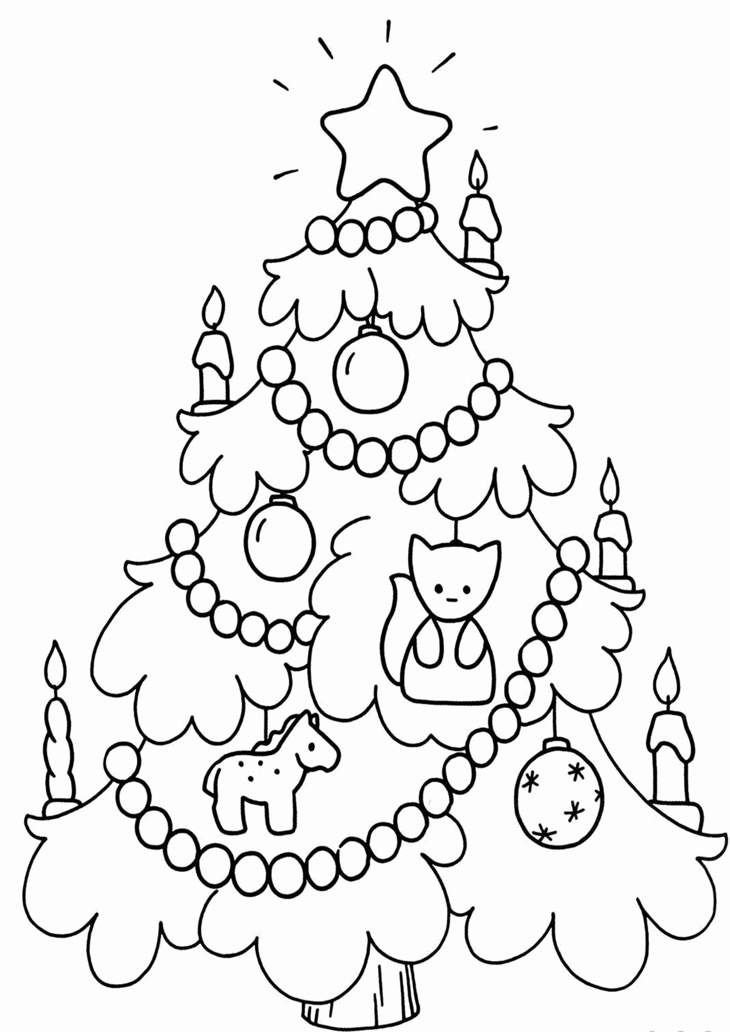 Раскраска экзотическая новогодняя елка для детей 3-4 лет