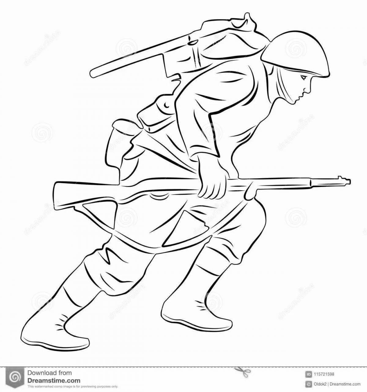 Playful wow soldier coloring page