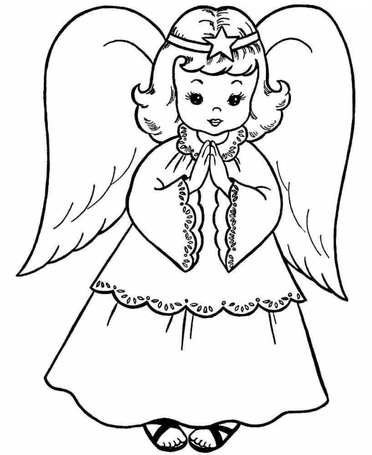 Очаровательная раскраска девочка-ангелочек