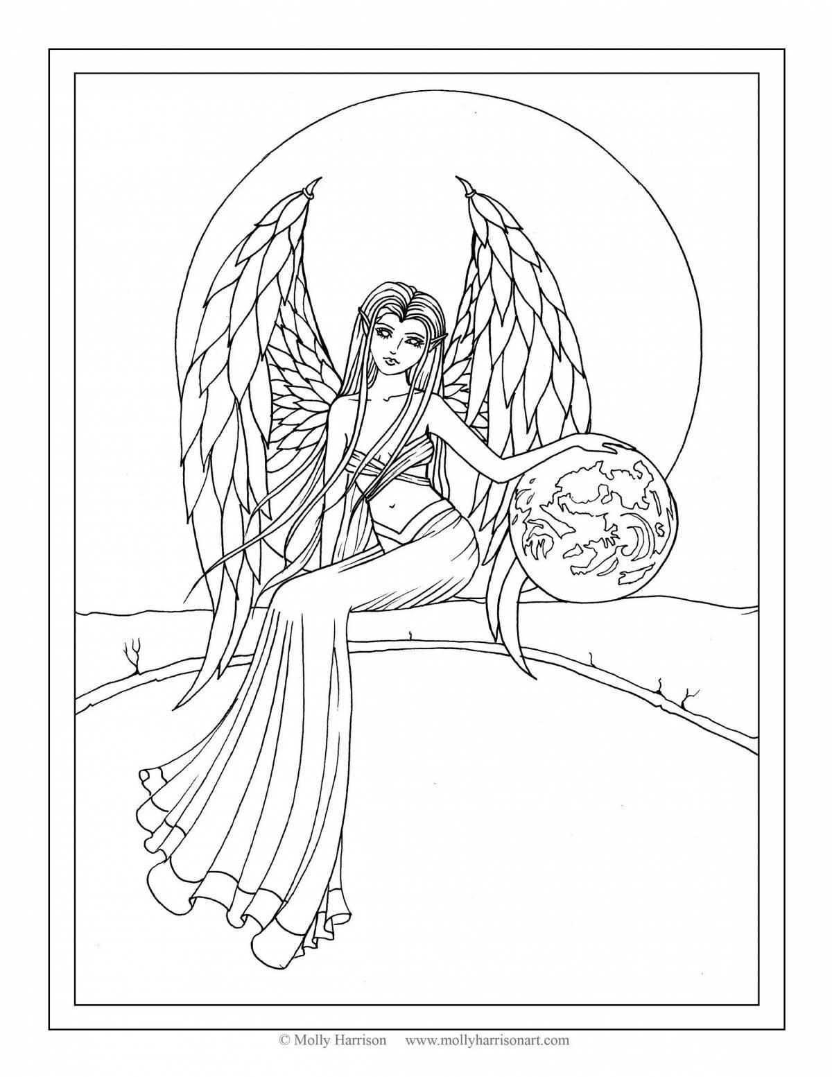 Angel girl sky coloring book