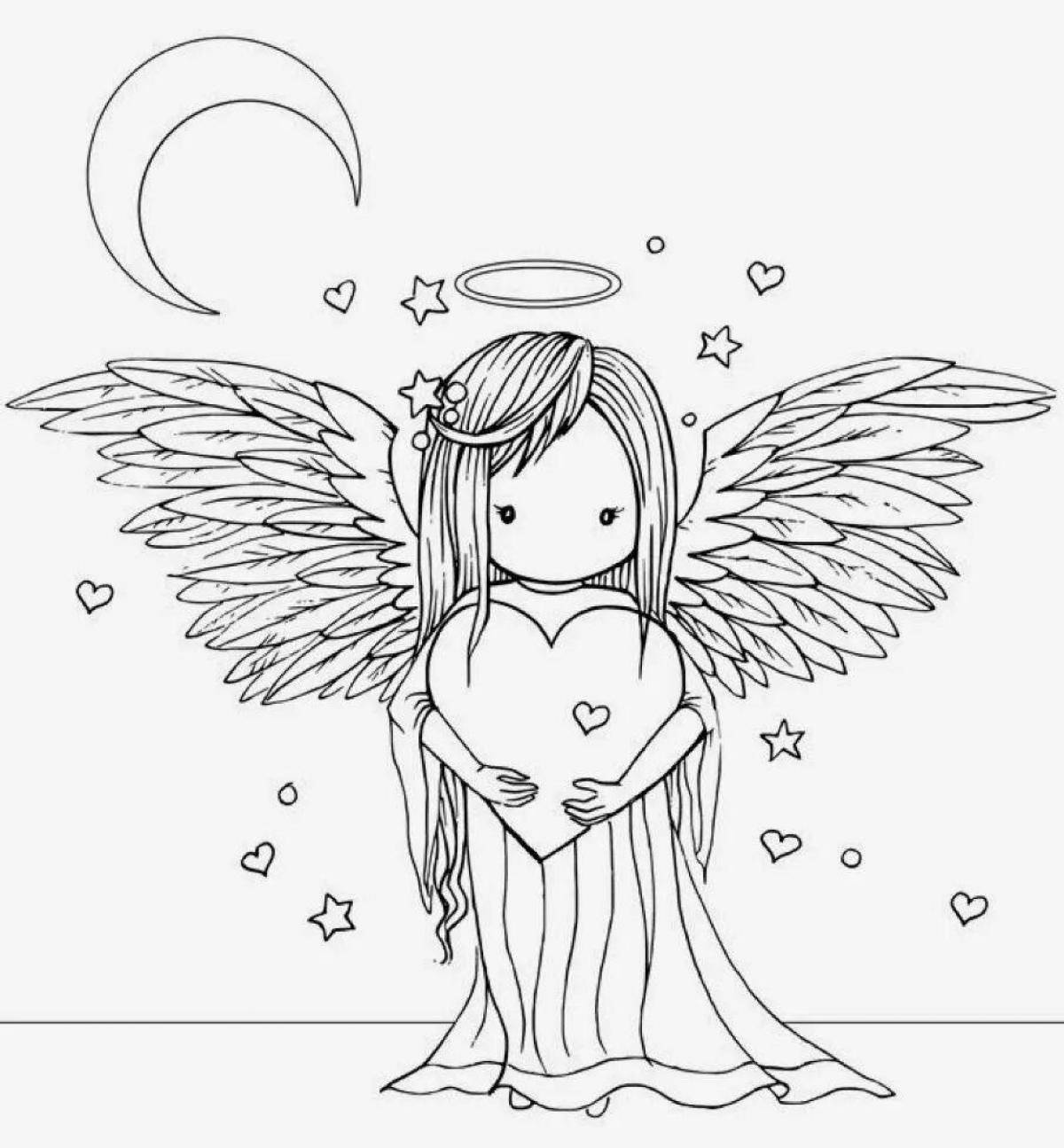 Раскраска ангельская ряса девочка-ангелочек