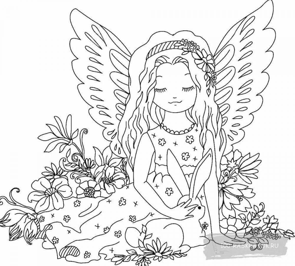 Ангельская мерцающая раскраска девочка-ангелочек