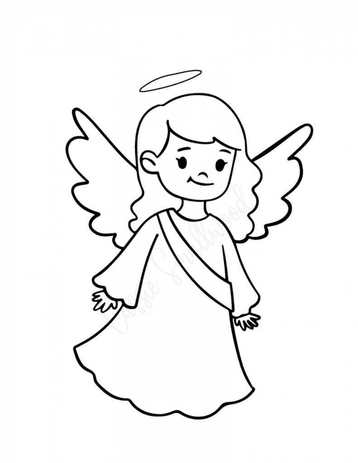Ангельская озаренная раскраска девочка-ангелочек