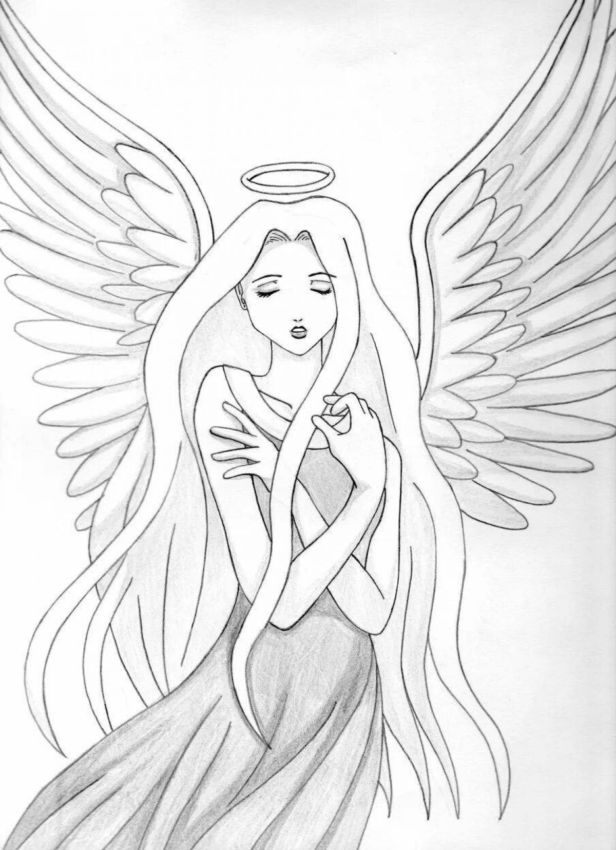 Coloring angelic-lit angel girl