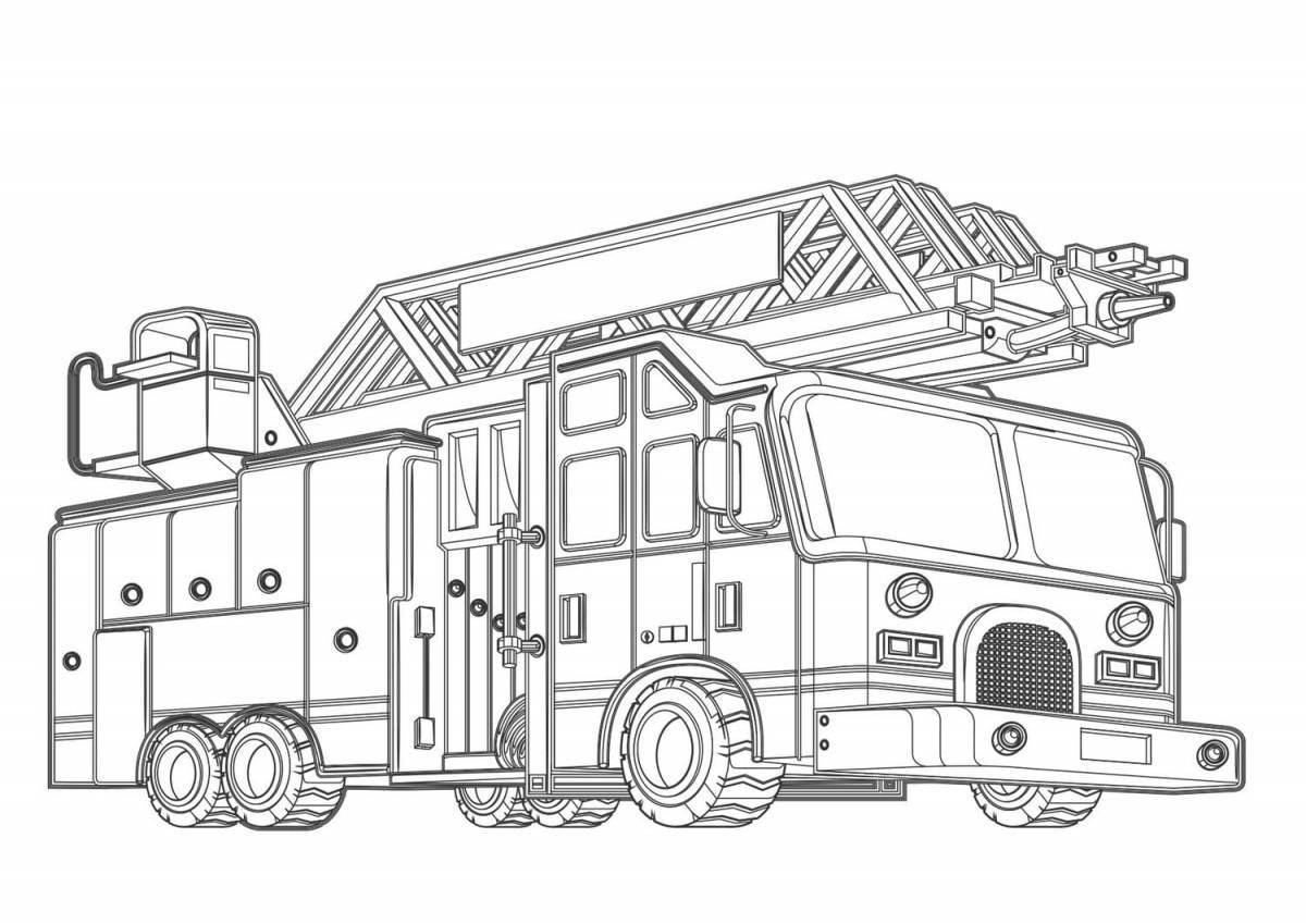 Vibrant fire truck coloring page for kids