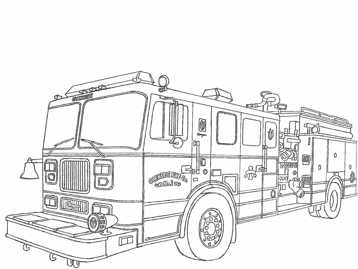 Раскраска сказочная пожарная машина для дошкольников