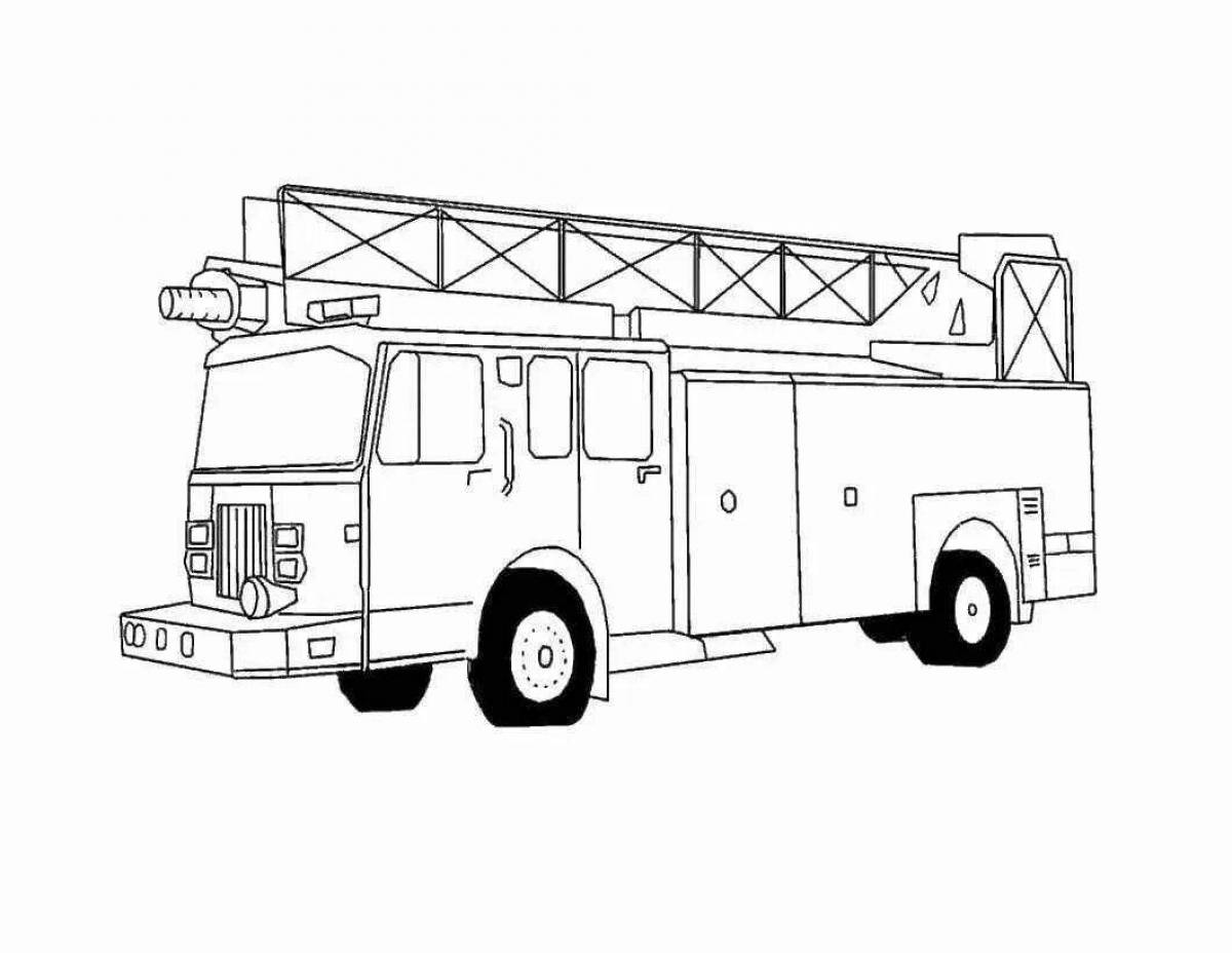 Exquisite fire truck coloring book for kids