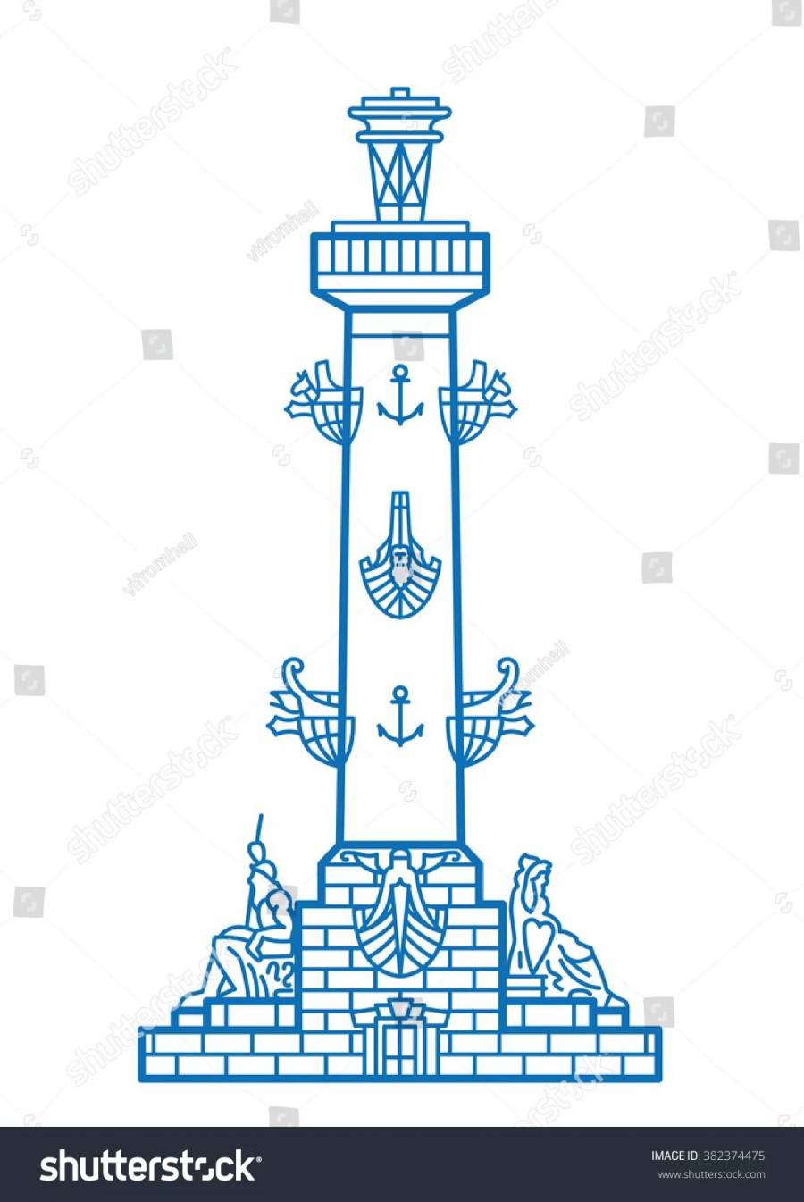 Ростральные колонны в Петербурге в векторе