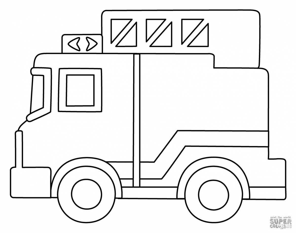 Раскраска милая пожарная машина для дошкольников