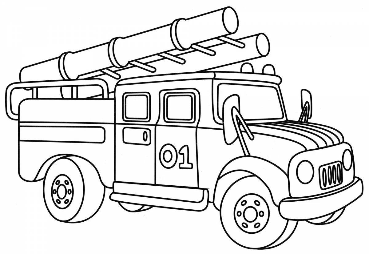 Очаровательная раскраска пожарной машины для детей 4-5 лет