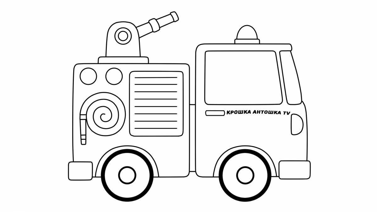 Cute fire truck coloring book for kids