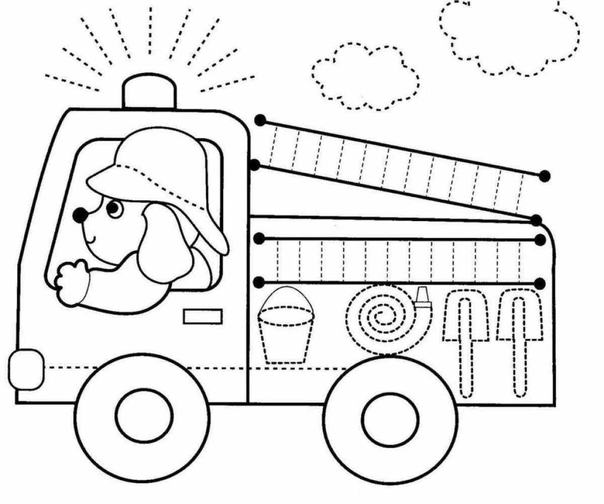 Attractive fire truck coloring book for kids