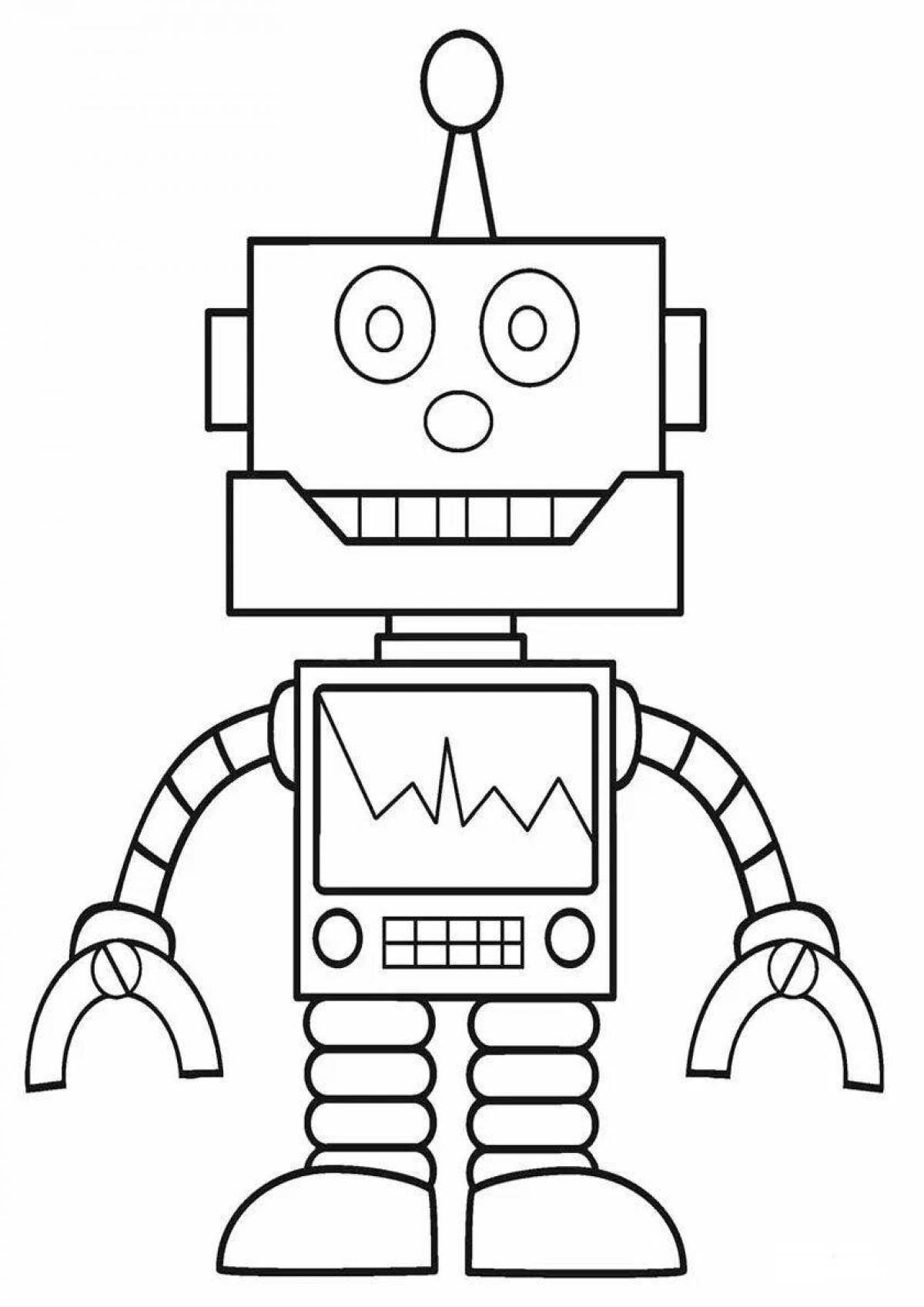 Яркая фигурка робота-раскраски