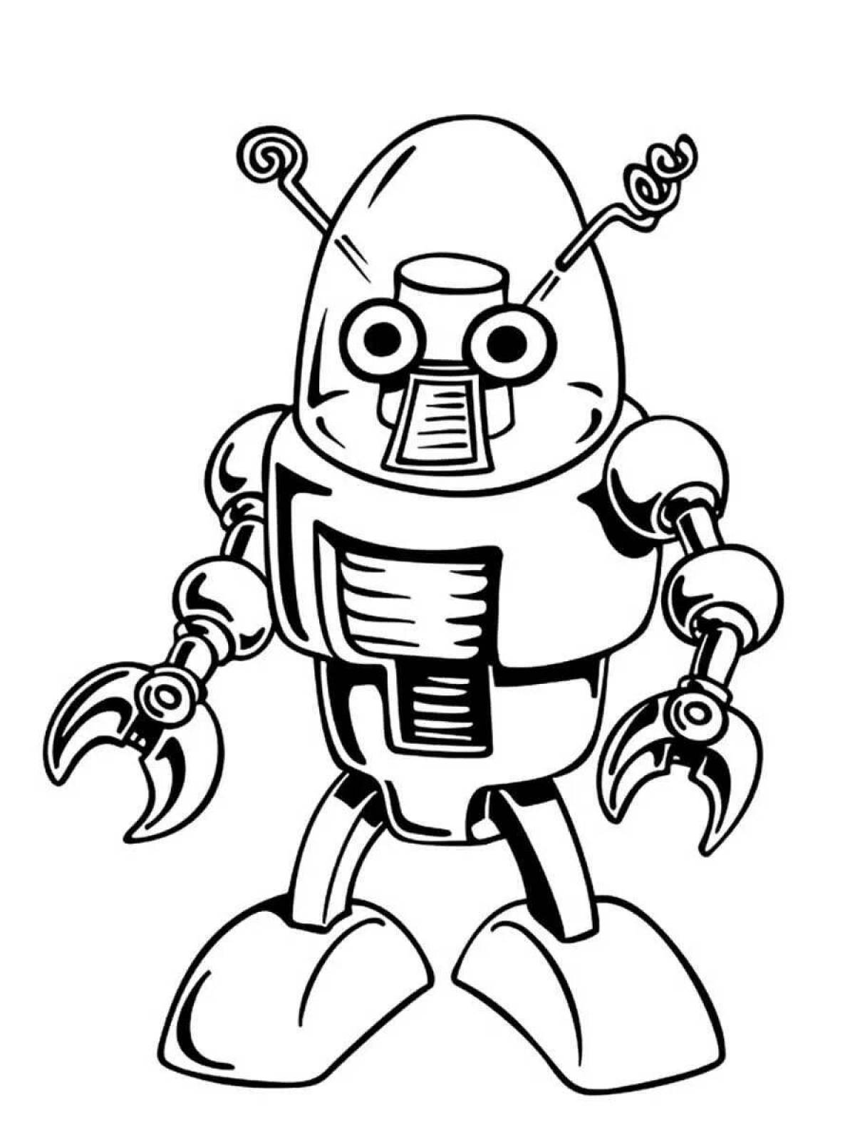 Funny coloring drawing of a robot
