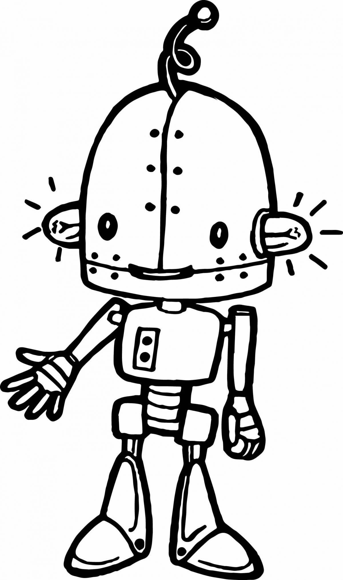 Joyful coloring drawing of a robot