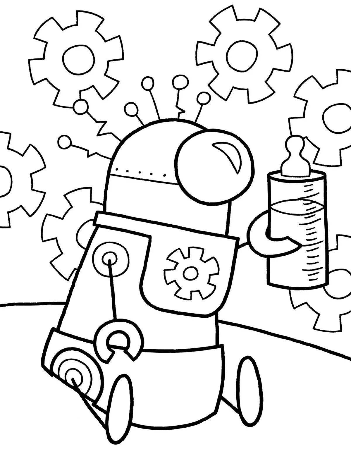Creative coloring robot drawing