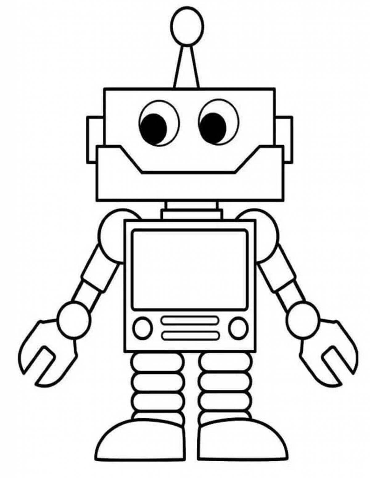 Radiant coloring page robot figure