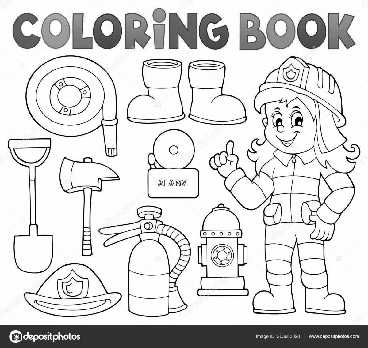 Colorfully illustrated fire shield coloring page