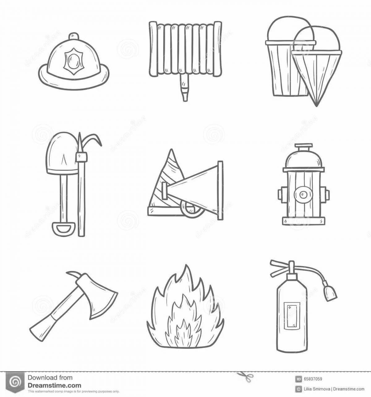 Colorful fire shield coloring page