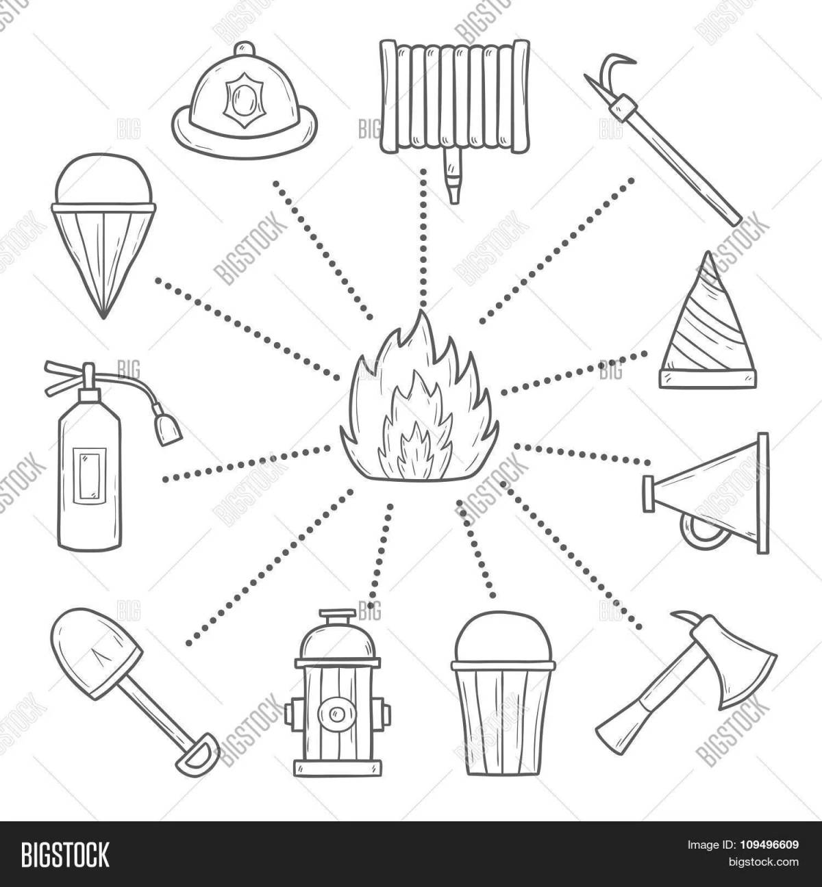 Colorful ink fire shield coloring page