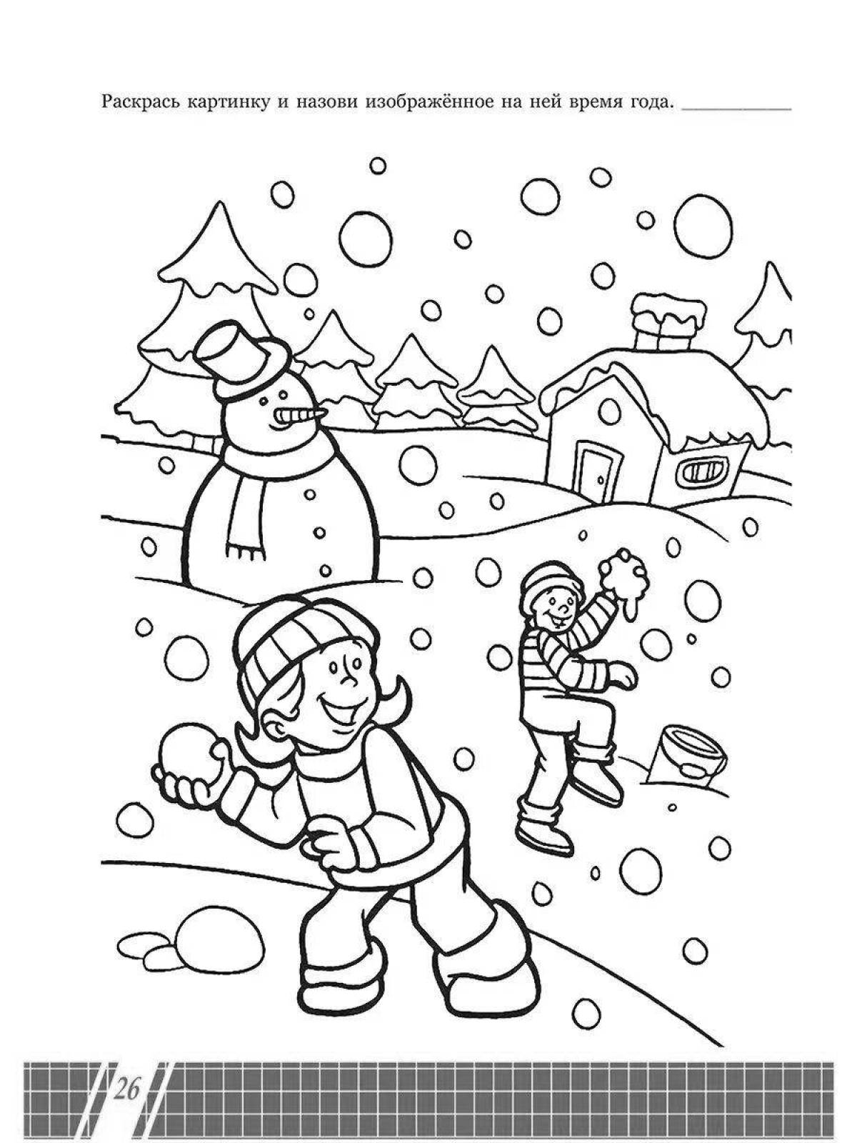 Beautiful winter coloring book for kids