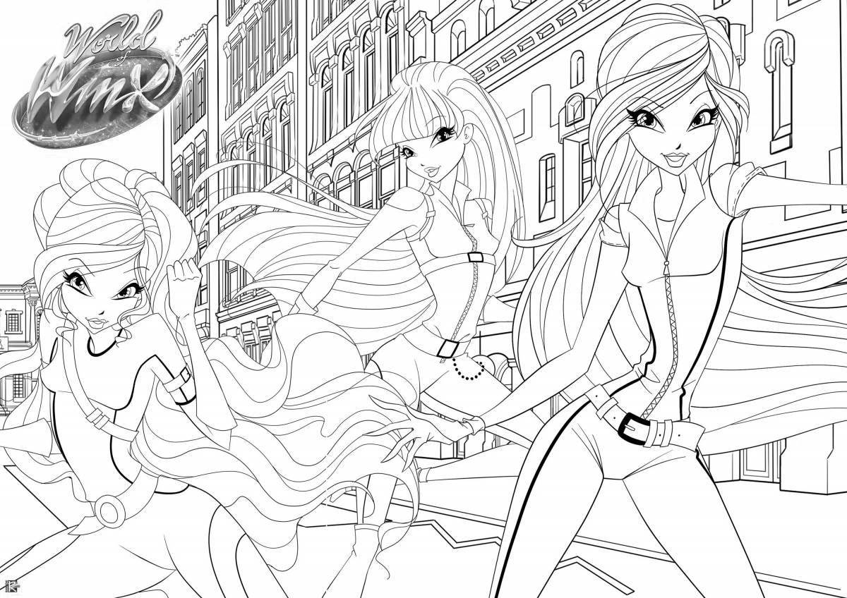 Glowing coloring world of winx