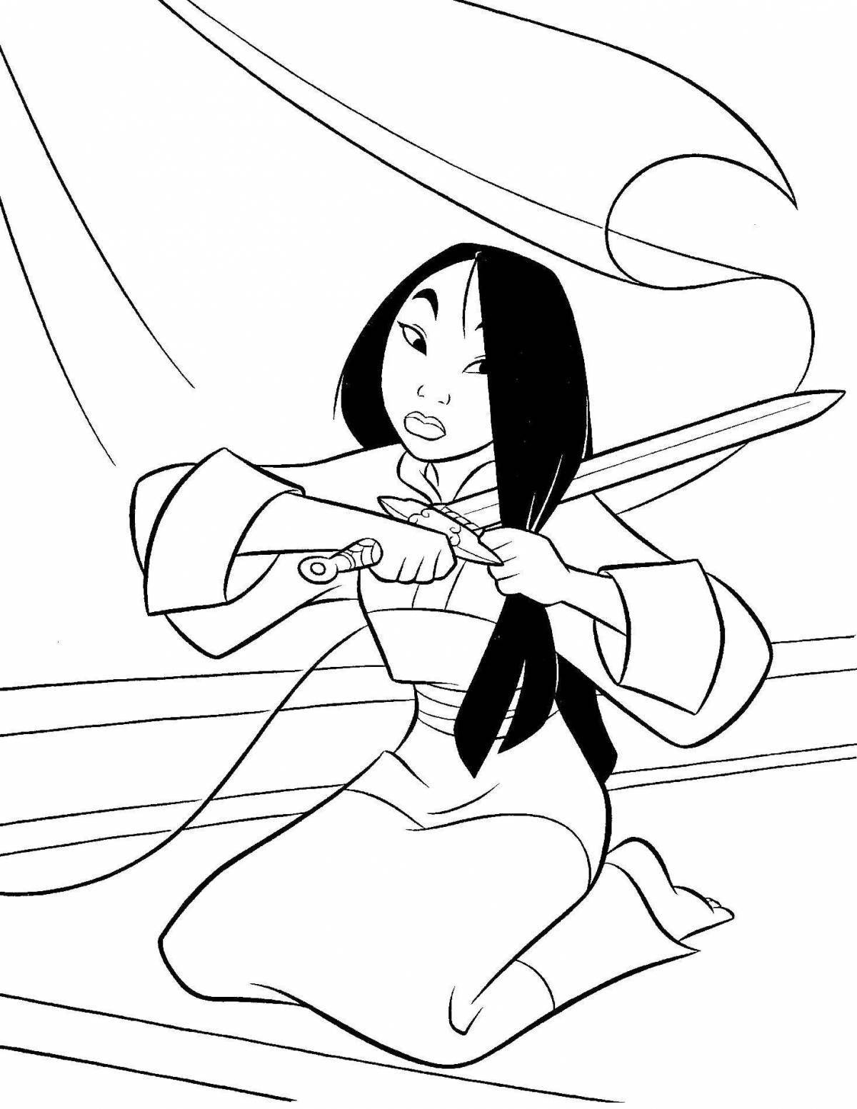 Violent coloring of Princess Mulan