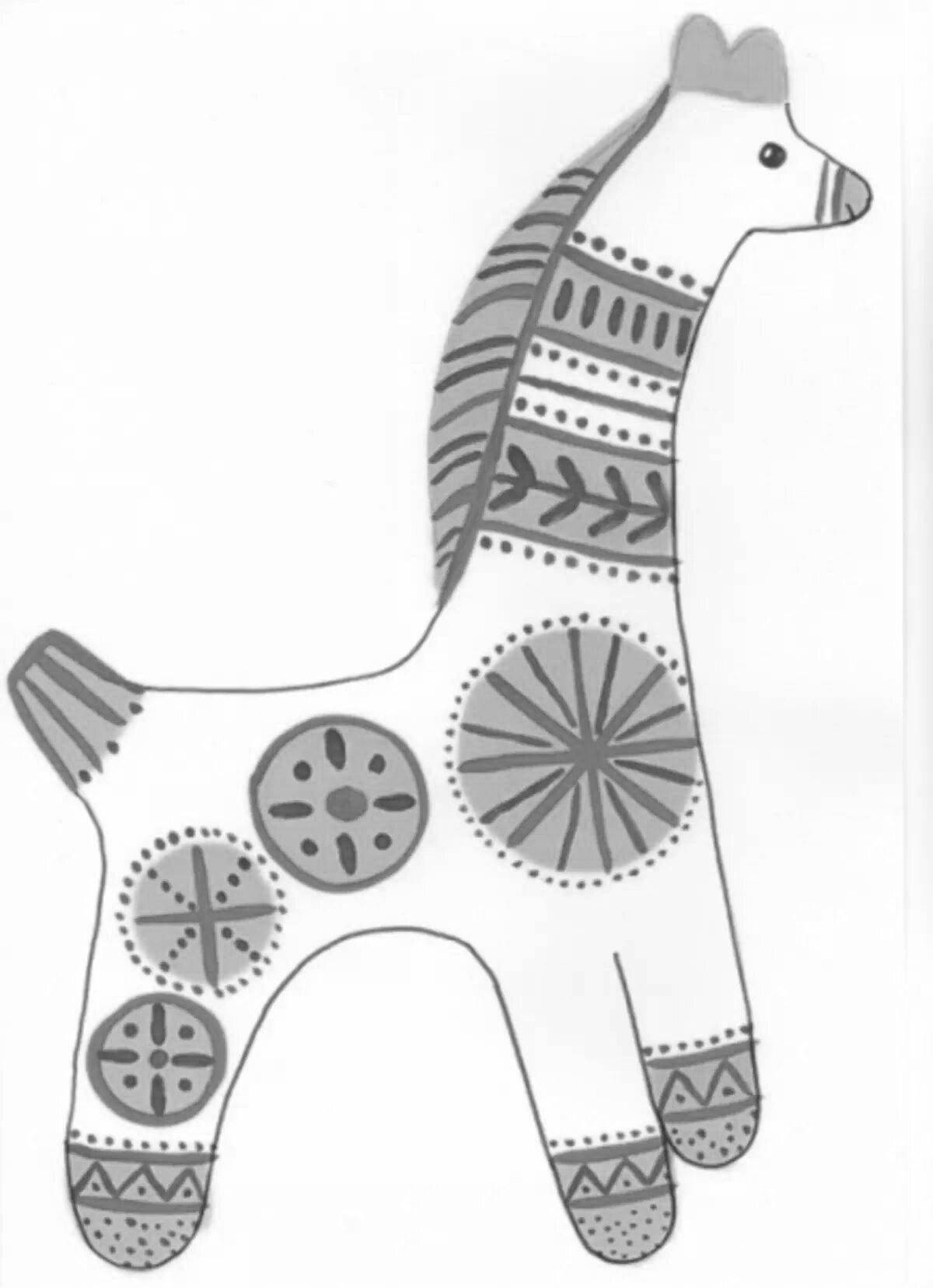 Раскраска яркая каргопольская лошадь