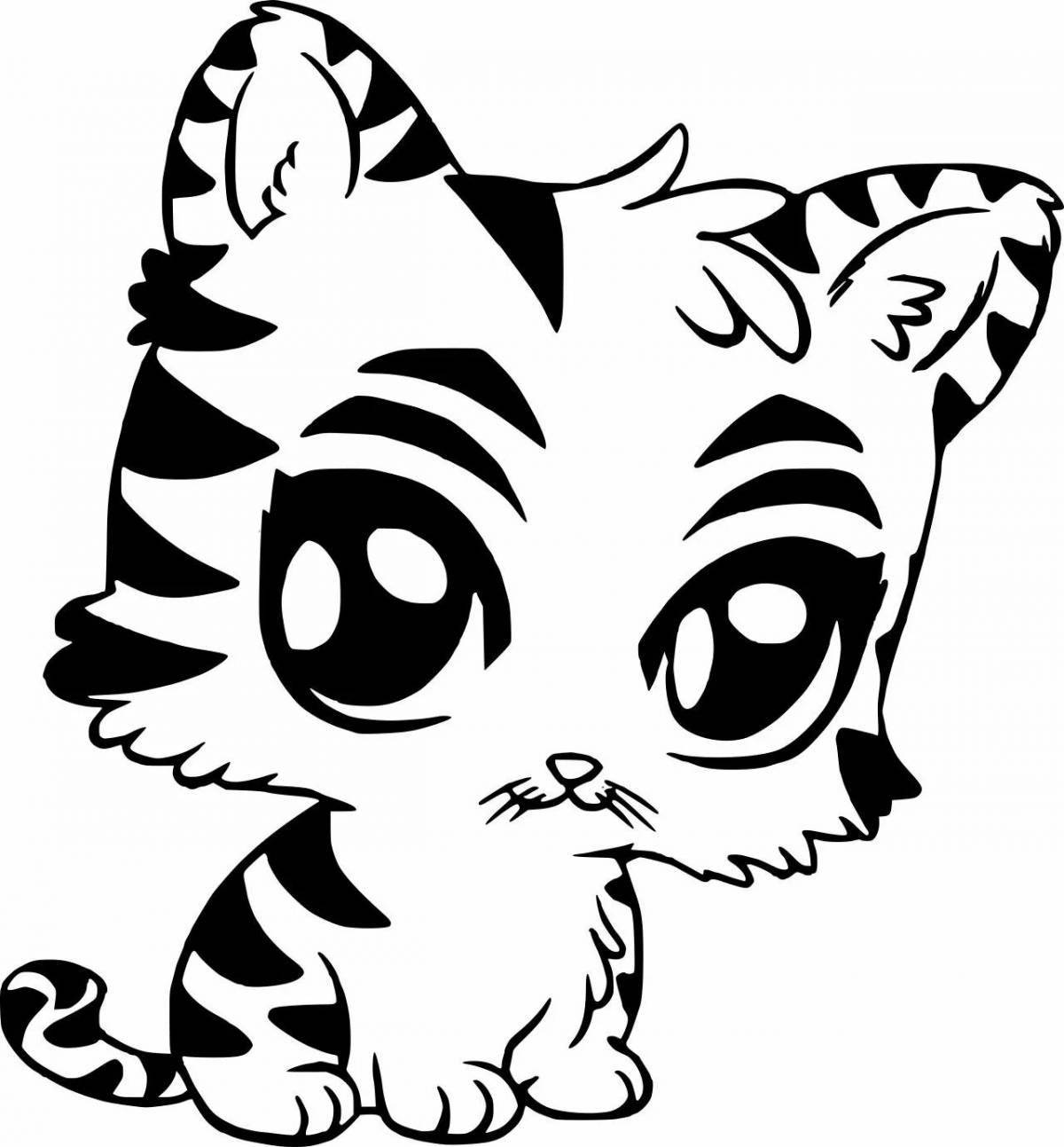 Coloring book mischievous tiger cub