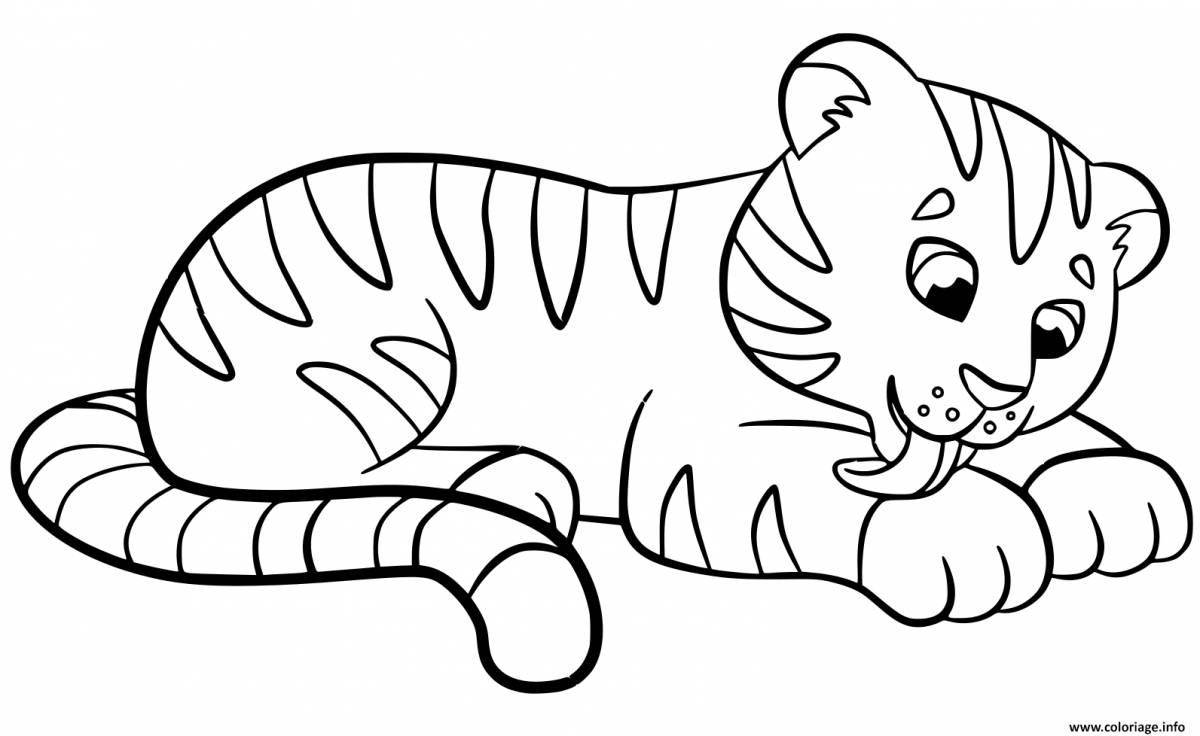 Раскраска крошечный тигренок