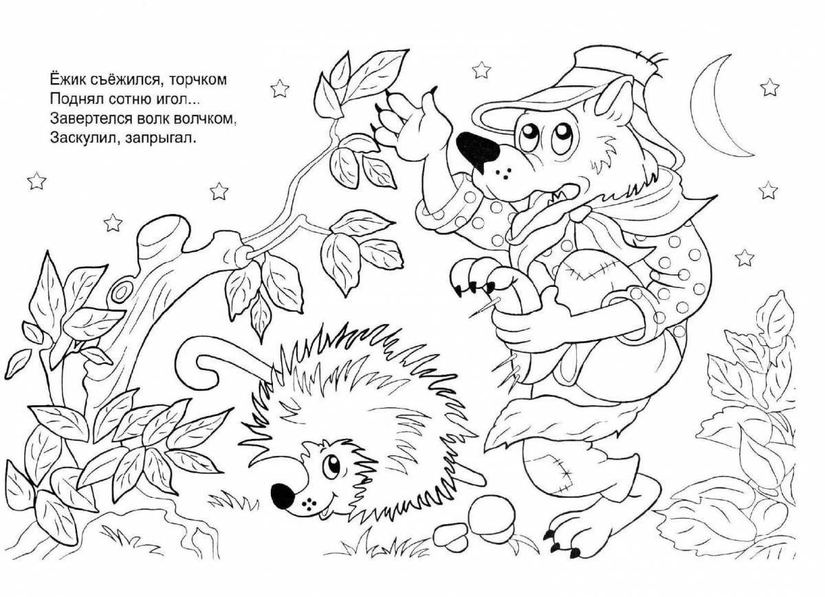 Delightful coloring book based on Marshak's fairy tales