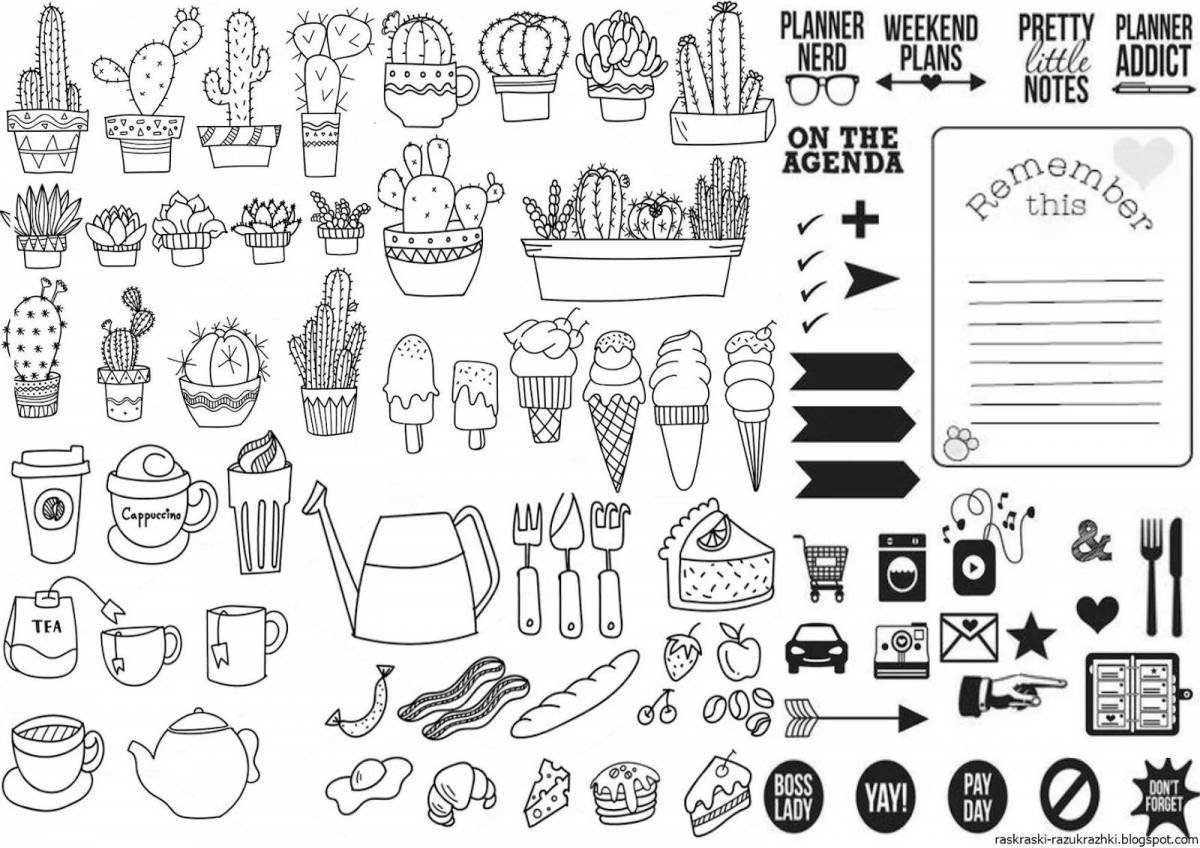 Coloring page of self-made color mania stickers
