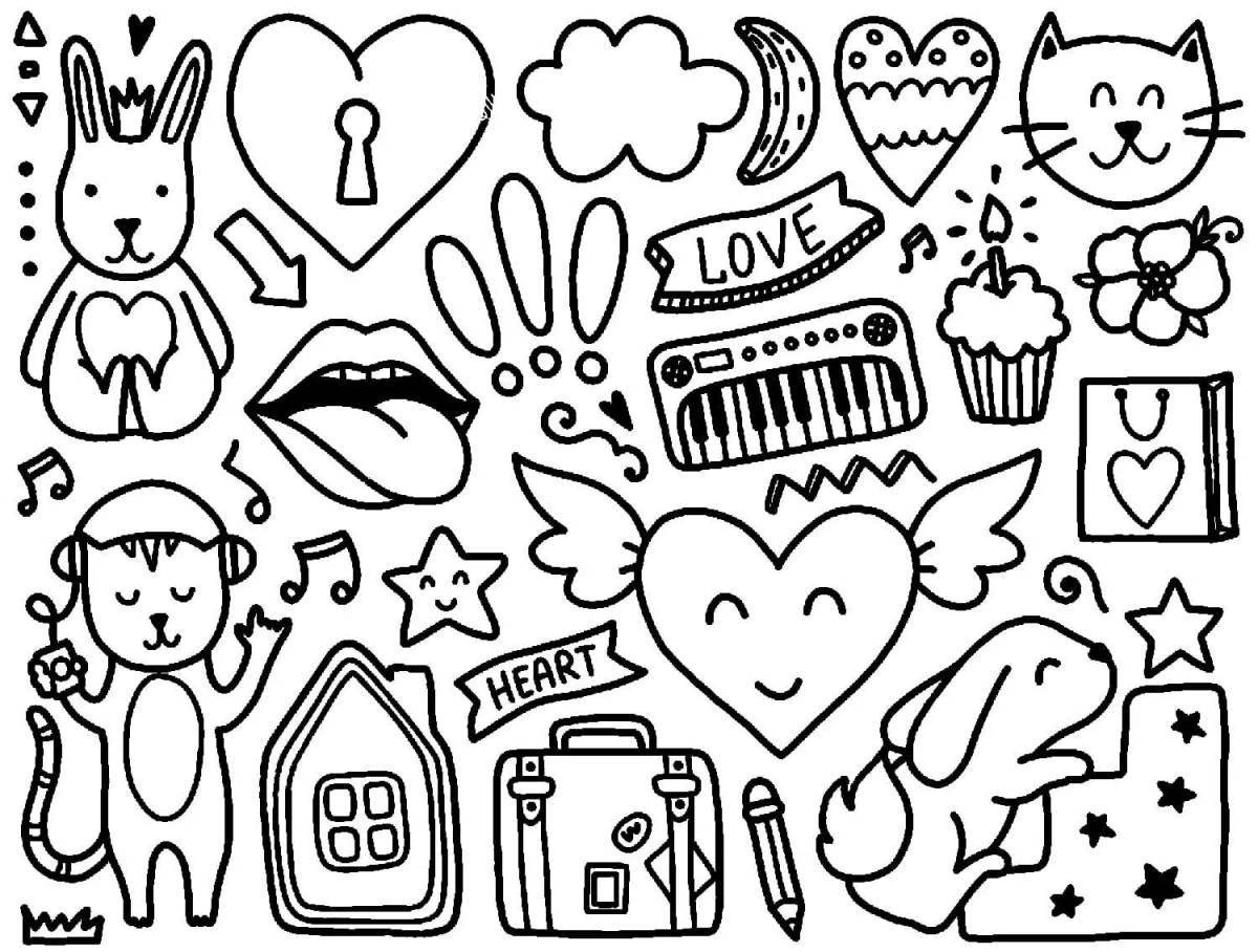 Coloring page for homemade color-splash stickers