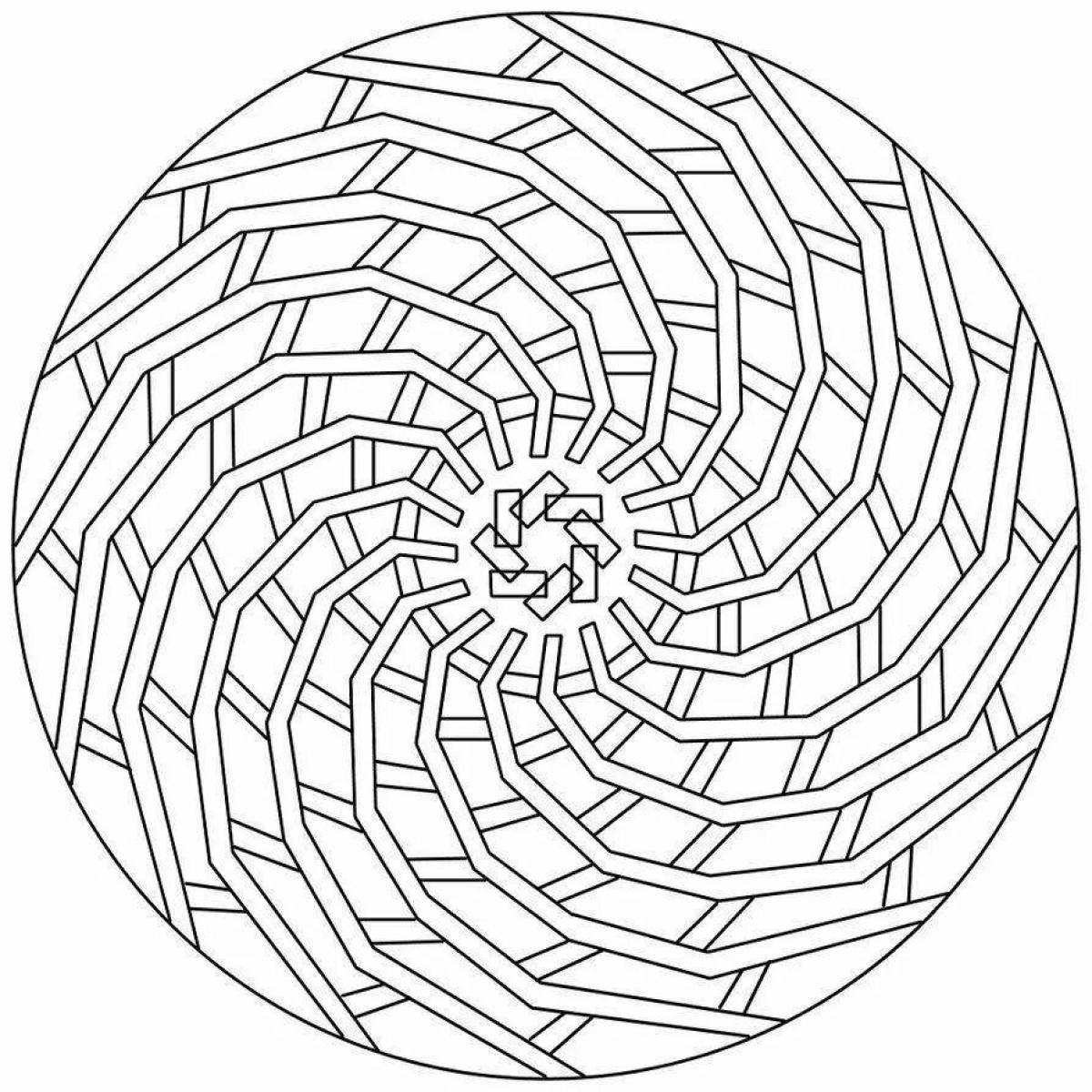 Exquisite circular pattern coloring page