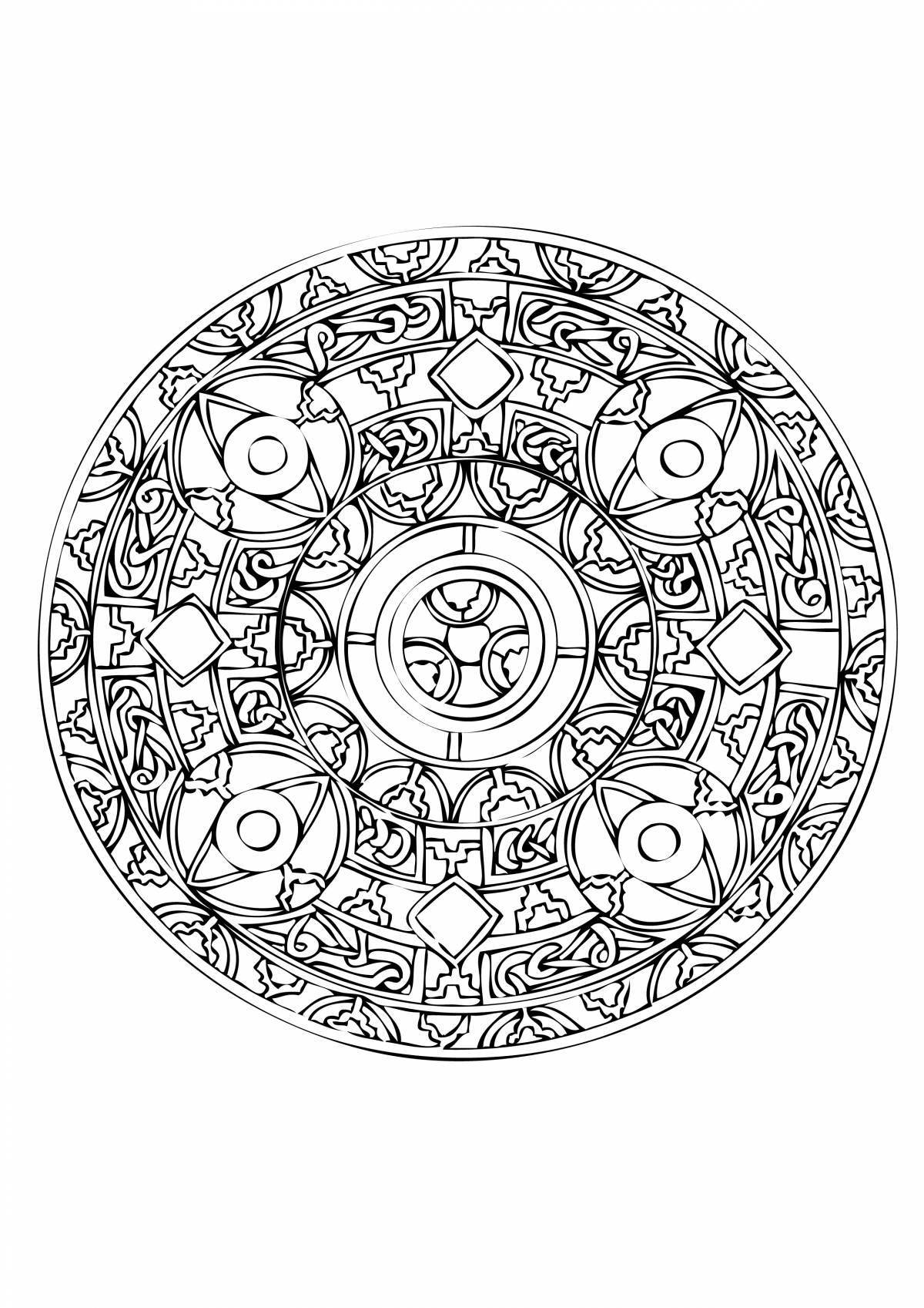 Coloring page with stylish circular pattern