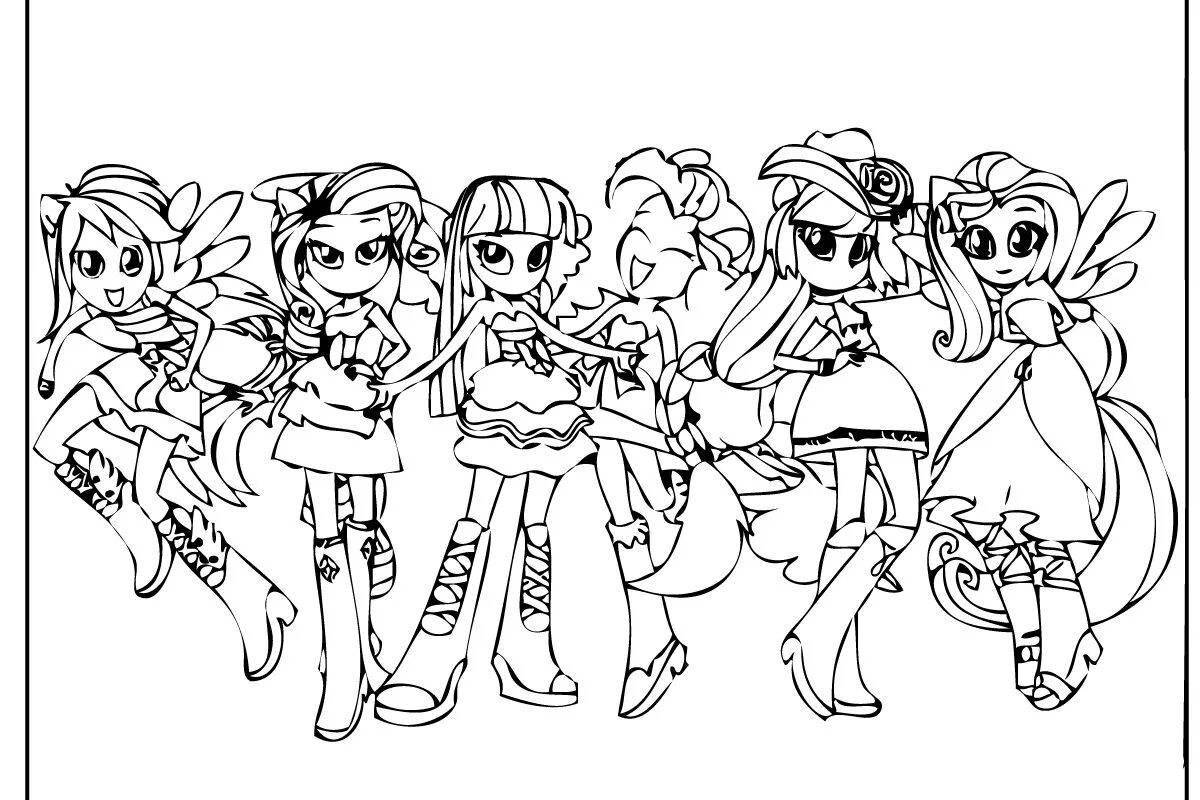 Charming coloring little pony girls