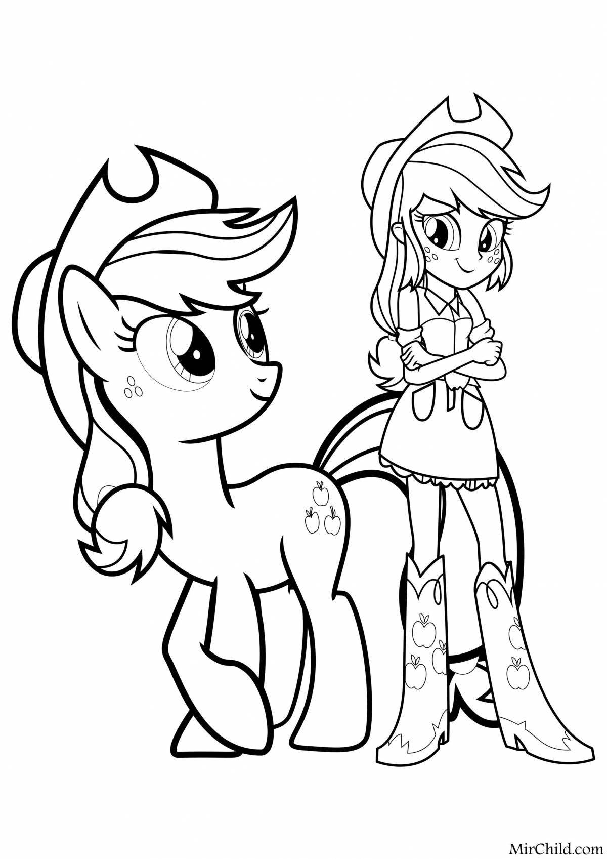Adorable little pony girls coloring pages