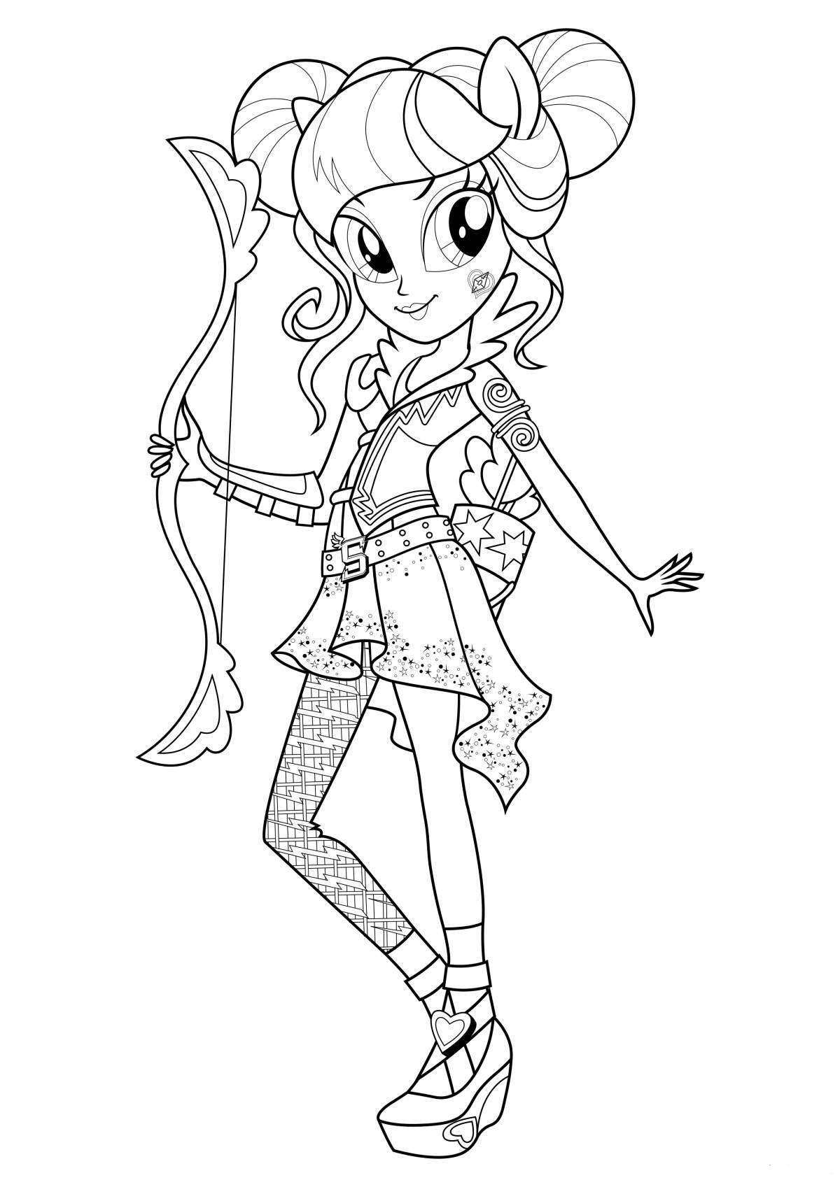 Playful little pony girl coloring book