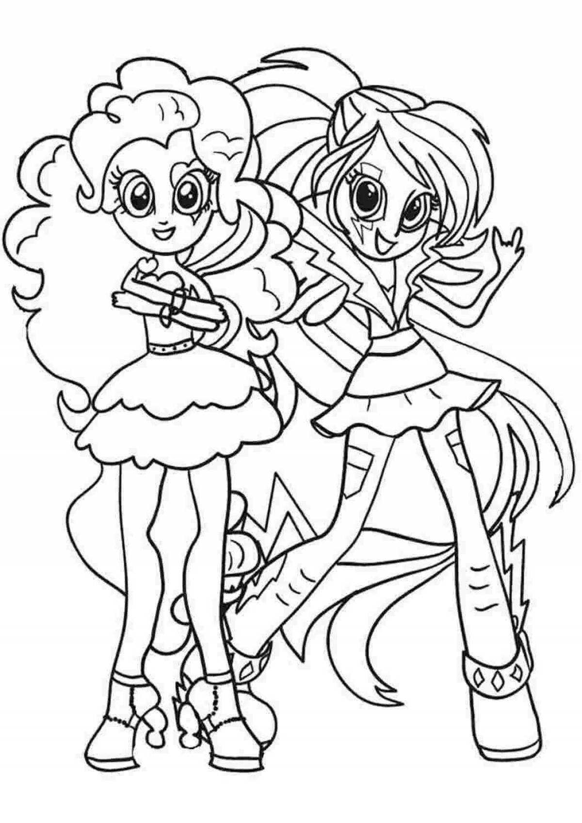 Coloring page gorgeous little pony girls