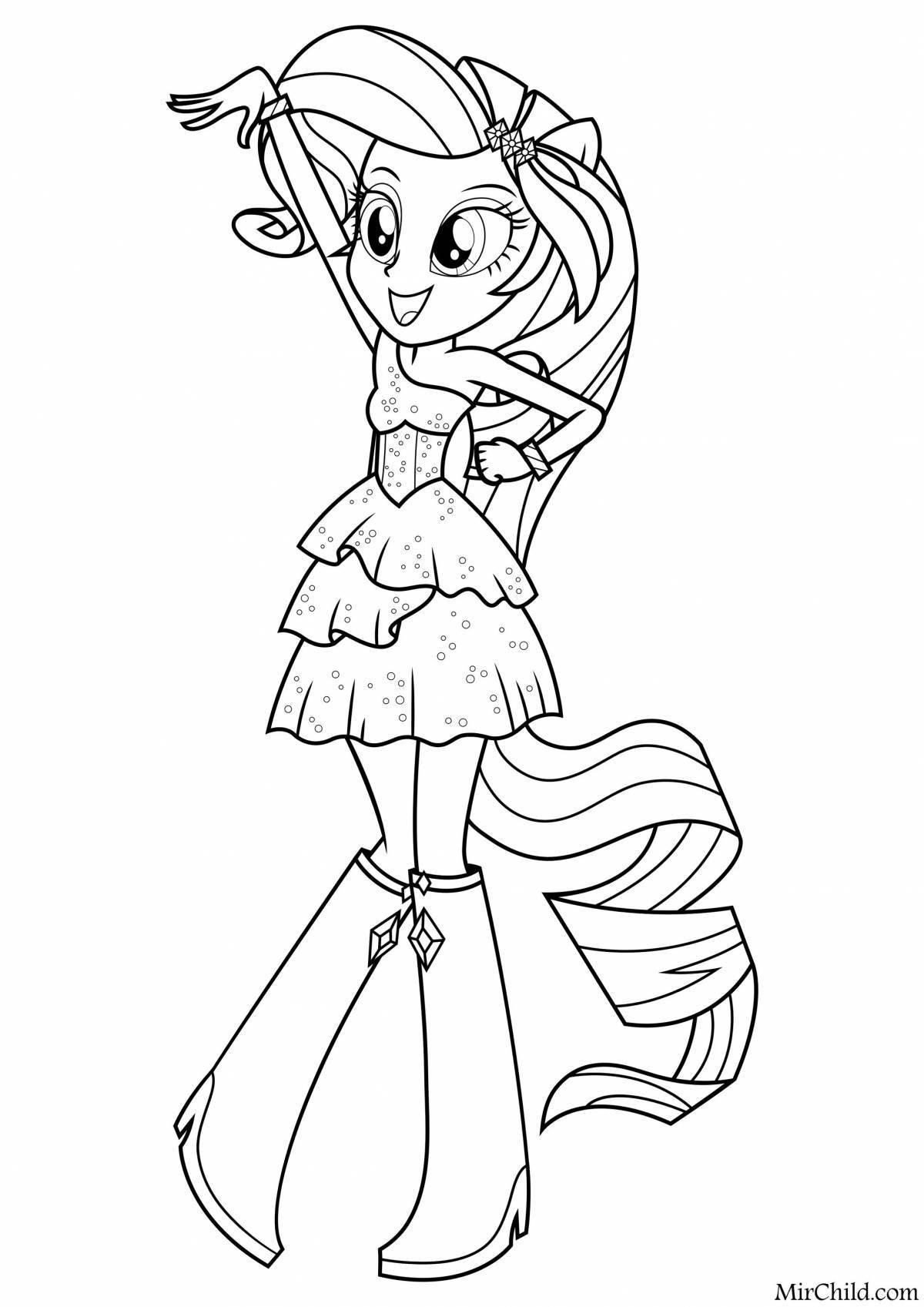 Adorable little pony girls coloring book