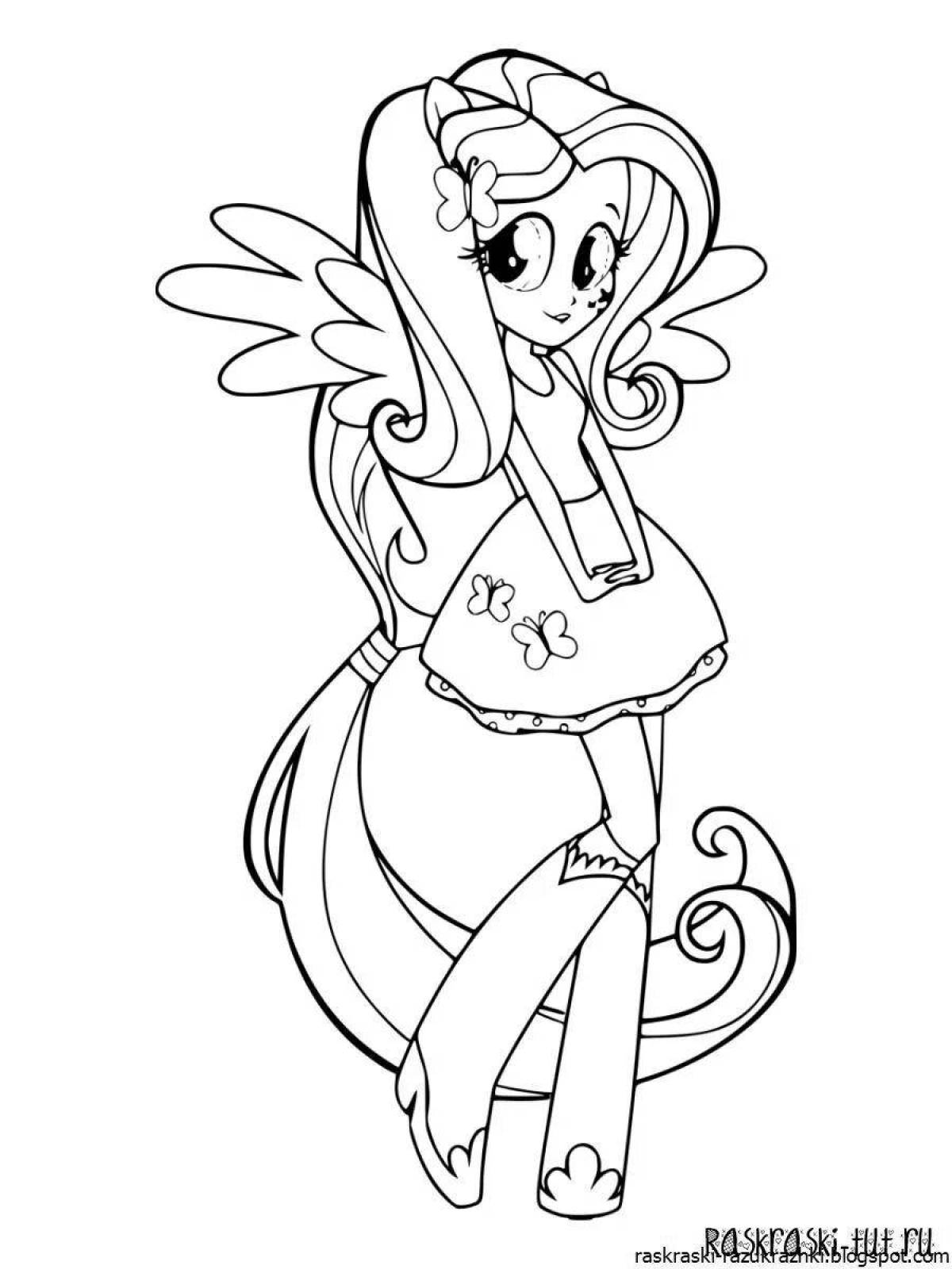 Sparkly little pony girls coloring pages
