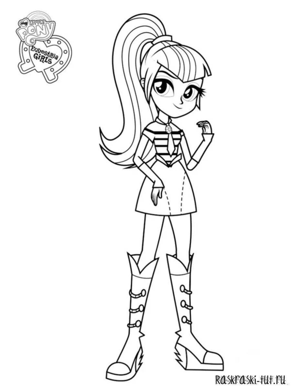 Glittering little pony coloring page for girls