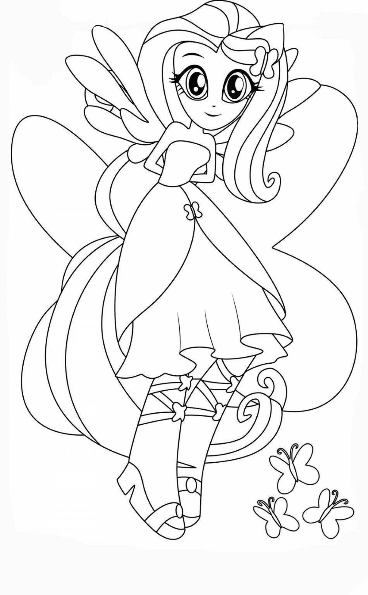 Crazy little pony girls coloring pages
