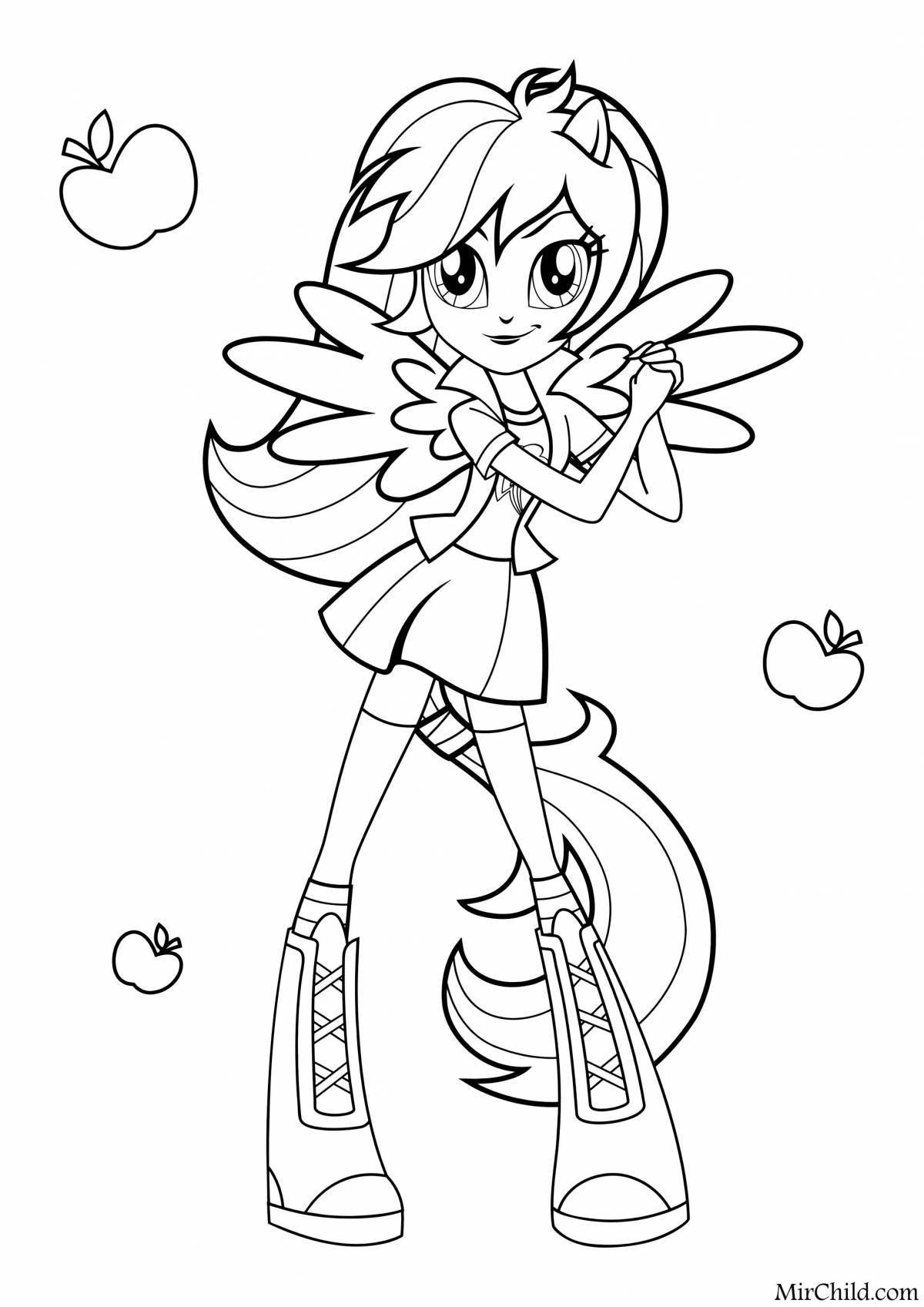 Coloring pages joyful little pony girls